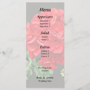 Bright Red Geranium Menu