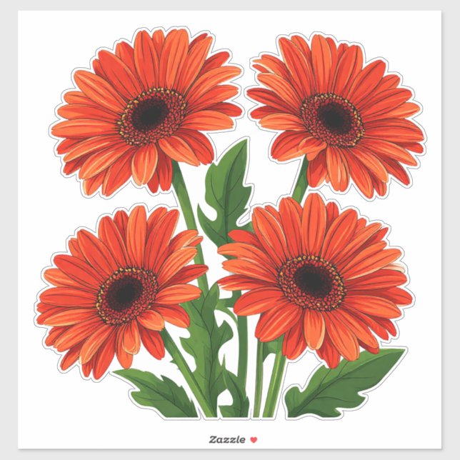 Bright Red Gerbera Daisy Bouquet (Sheet)