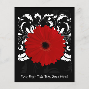 Bright Red Gerbera Daisy on Black Flyer