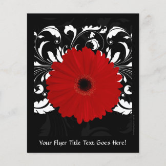Bright Red Gerbera Daisy on Black Flyer
