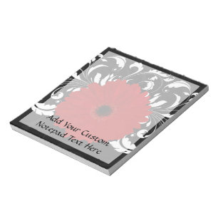 Bright Red Gerbera Daisy on Black Notepad