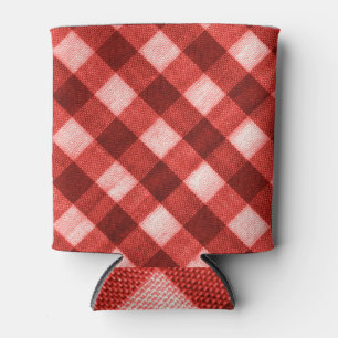 Bright red gingham: close-up texture. can cooler