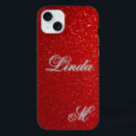 Bright Red Glitter Texture iPhone 15 Plus Case<br><div class="desc">Shimmering vibrant red glitter texture emphasising sparkle,  light,  and festive mood. Perfect for backgrounds,  celebrations,  and design projects needing a touch of red brilliance and glamour.</div>