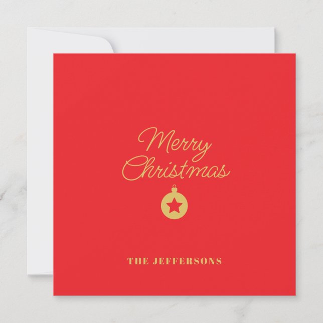 Bright Red & Gold Colors Merry Christmas Thank You Card (Front)