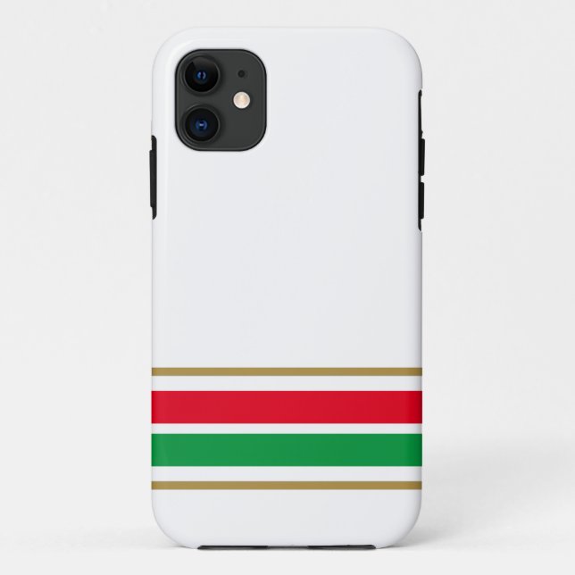 Bright Red Green Base Racing Stripes On White Case-Mate iPhone Case (Back)