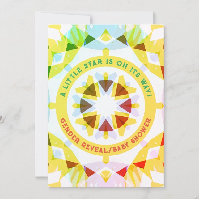 Bright Red Green Star Gender Reveal Baby Shower Invitation (Front)