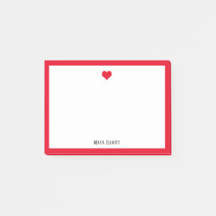 Bright Red Heart and Border on White with Name Post-it Notes