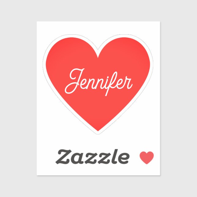 Bright Red Heart Name Signature Cursive Script (Sheet)