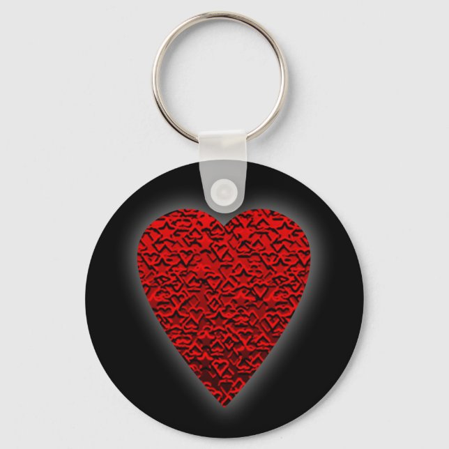 Bright Red Heart Picture. Key Ring (Front)