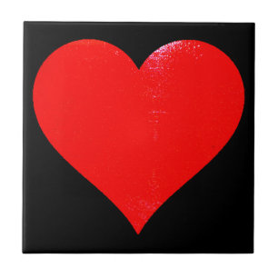 BRIGHT RED HEART TILE