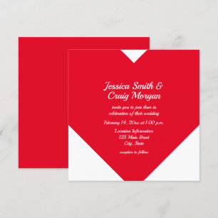 Bright Red Heart Valentine Wedding Invitation