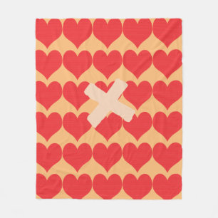 Bright Red Hearts Pattern Fleece Blanket