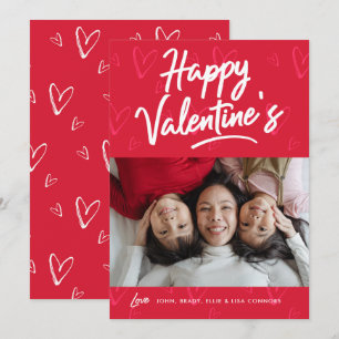 Bright Red Hearts Valentine Day Photo Card