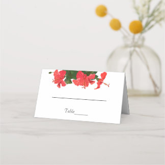 Bright Red Hibiscus Folded Place Card