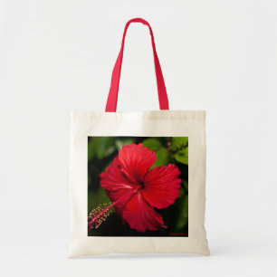 Bright Red Hibiscus Tote Bag