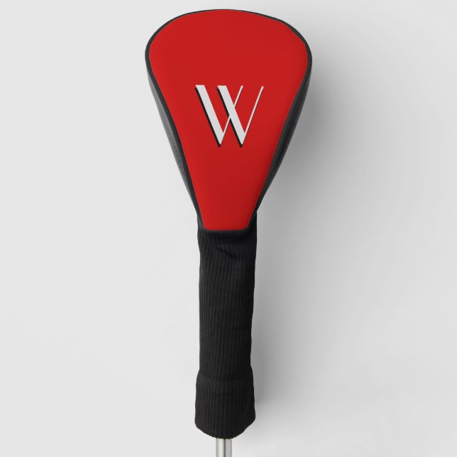 Bright Red Initialled Golf Head Cover (Front)