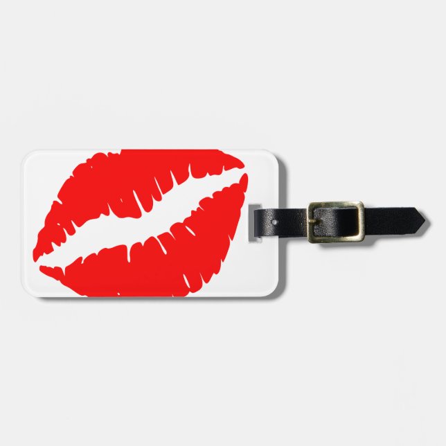 Bright Red Kiss Luggage Tag (Front Horizontal)