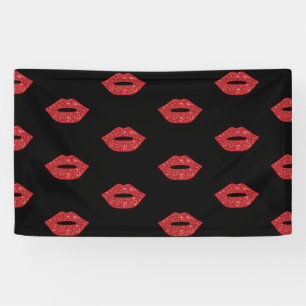 Bright Red Lips Glitter Kisses Elegant Feminine Banner