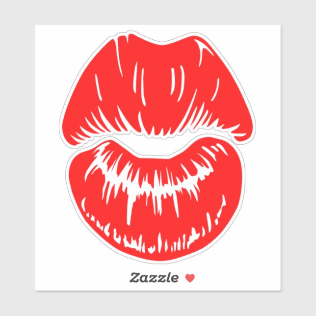 Bright Red Lipstick Kiss Mark (Sheet)