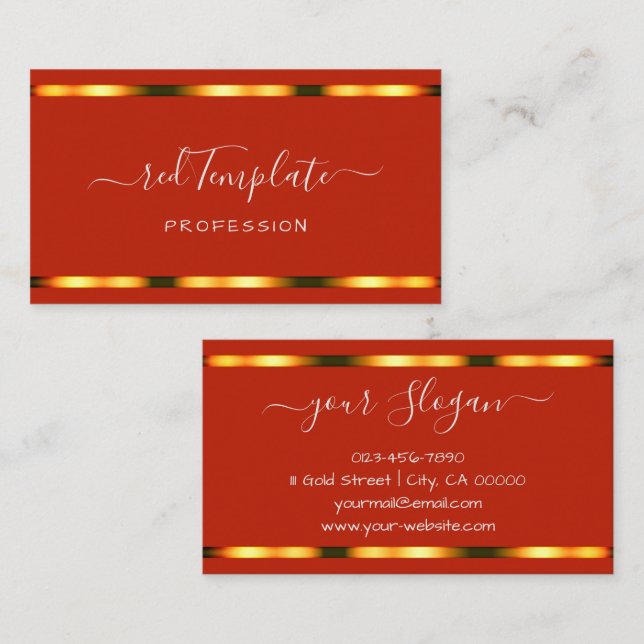 Bright Red Luxury Signature Handlettering Font Business Card (Front/Back)