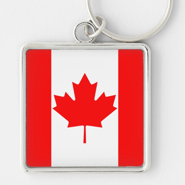 Bright Red Maple Leaf Canada Flag Key Ring (Front)