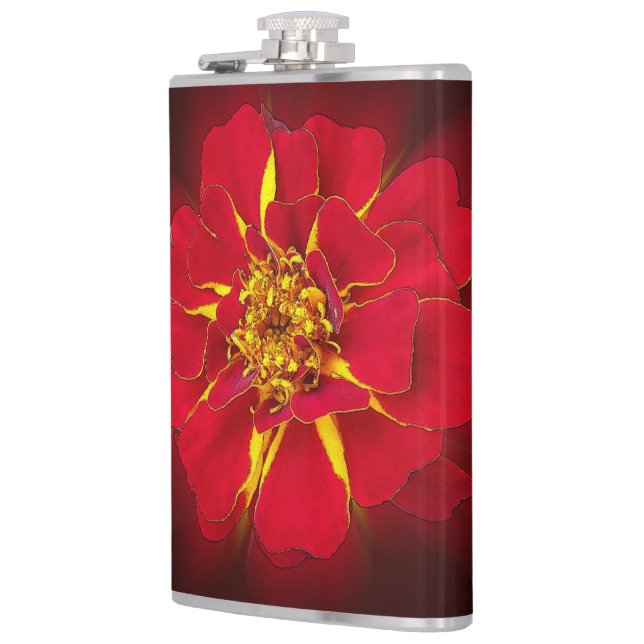 bright red marigold hip flask (Left)