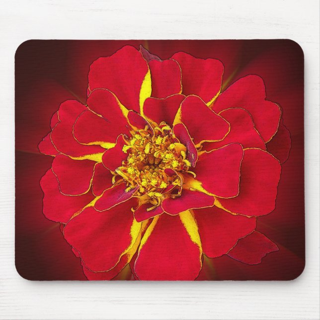 bright red marigold mouse mat (Front)