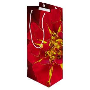 bright red marigold wine gift bag