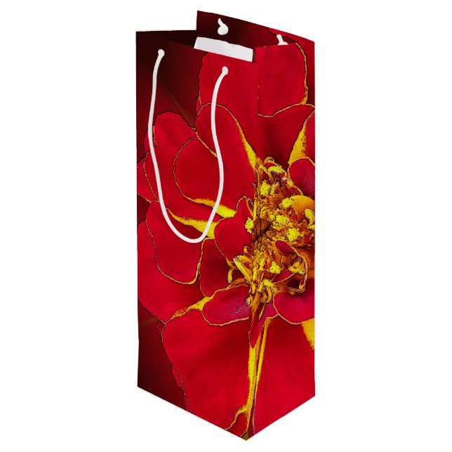bright red marigold wine gift bag (Back Angled)