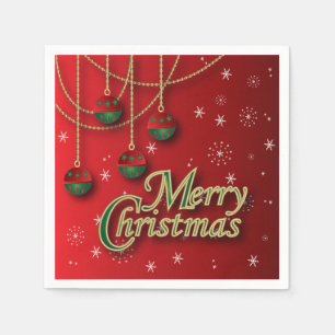 Bright Red Merry Christmas Napkin