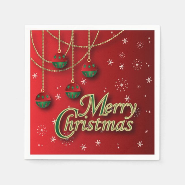 Bright Red Merry Christmas Napkin (Front)