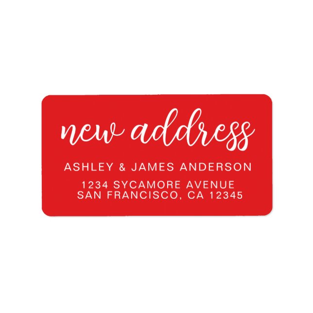 Bright Red New Address Announcement Seal Label (Front)