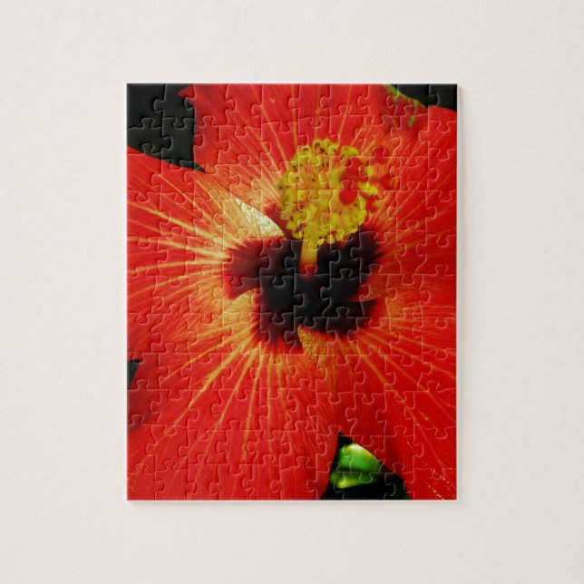 Bright Red Orange  Hibiscus Flower Jigsaw Puzzle (Vertical)