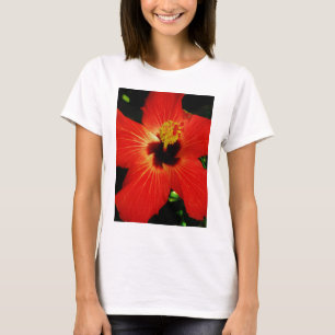 Bright Red Orange Hibiscus Flower T-Shirt