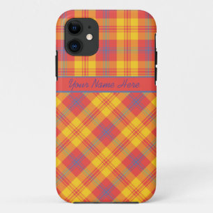 Bright Red, Orange, Yellow and Blue Diagonal Plaid iPhone 11 Case