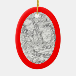 Bright Red Oval Shape Border Photo Ceramic Tree Decoration