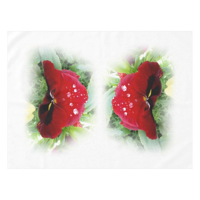 Bright red pansy tablecloth (Front (Horizontal))