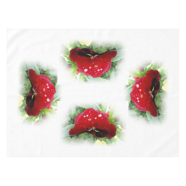 Bright red pansy tablecloth (Front (Horizontal))