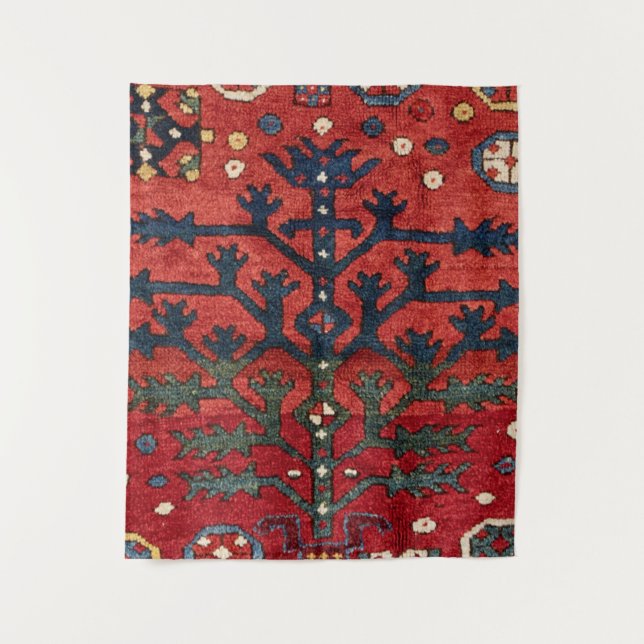 Bright Red Persian III Geometric Shapes  Tapestry (Front)