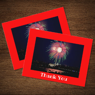 Bright Red Photo Border Thank You Postcard