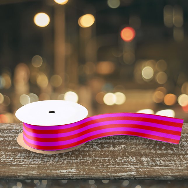 Bright Red Pink Stripe Pattern  Satin Ribbon (Creator Uploaded)