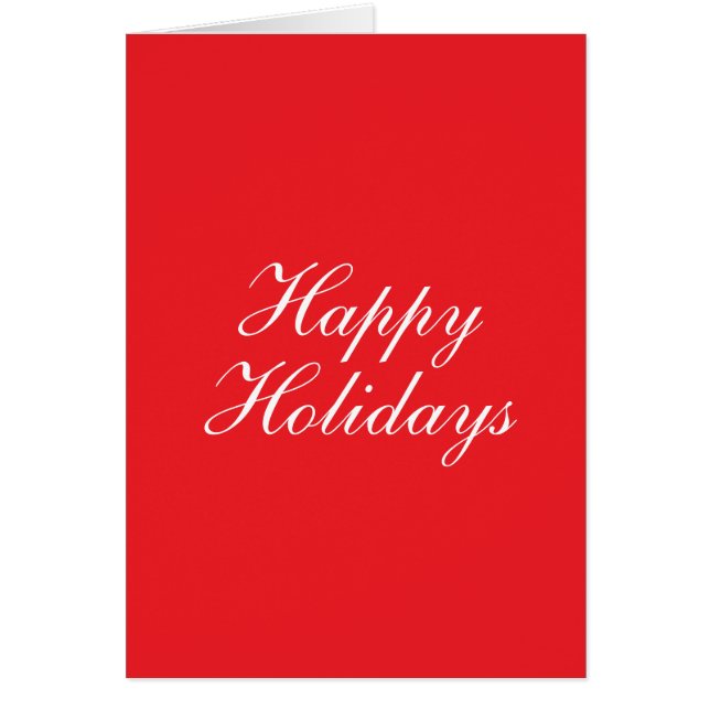 Bright Red Plain Elegant Happy Holidays Card (Front)