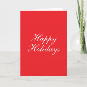 Bright Red Plain Elegant Happy Holidays Message Card