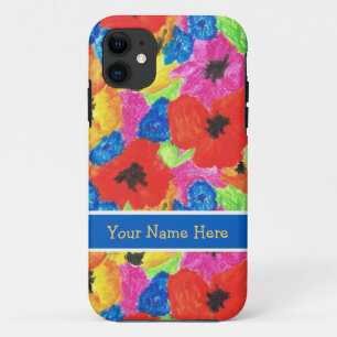 Bright Red Poppies and Blue Cornflowers iPhone 11 Case