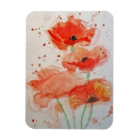 Bright Red Poppies Watercolour Flower Floral