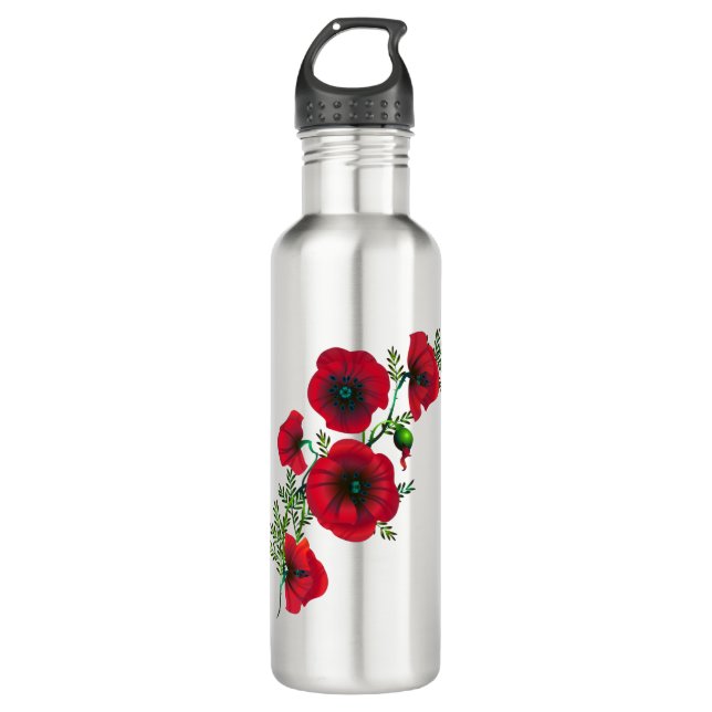 bright red poppy 710 ml water bottle (Front)