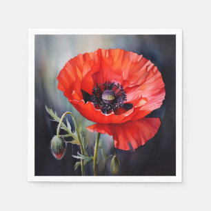 Bright Red Poppy with Dark Centre Napkin