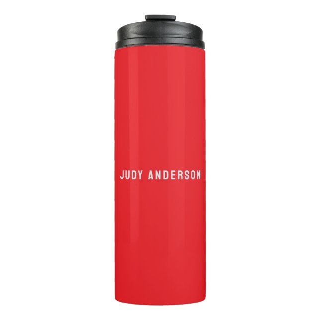 Bright Red Professional Plain Modern Elegant Name Thermal Tumbler (Front)