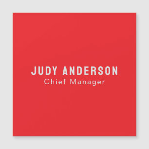 Bright Red Professional Plain Modern Magnetic Card