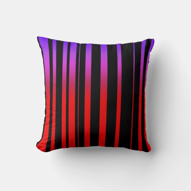Bright Red Purple and Black Stripes Cushion (Front)